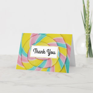 Pastel Rainbow Spiral Candy Dankeskarte