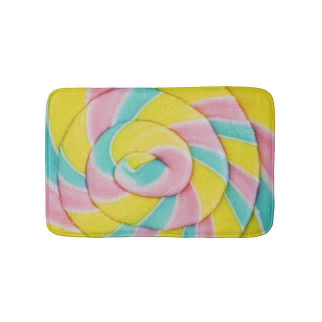 Pastel Rainbow Spiral Candy Foto Badematte (Vorderseite)
