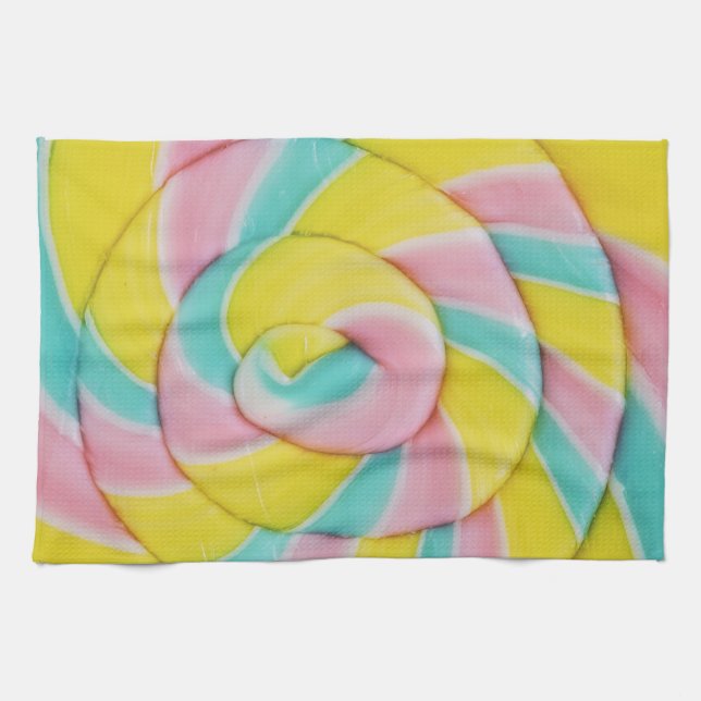 Pastel Rainbow Spiral Candy Foto Geschirrtuch (Horizontal)