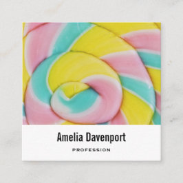Pastel Rainbow Spiral Candy Foto Quadratische Visitenkarte