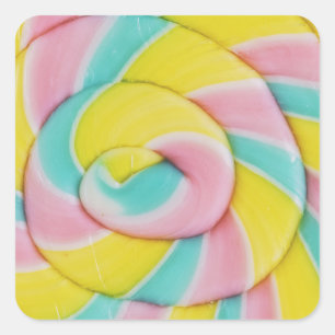 Pastel Rainbow Spiral Candy Foto Quadratischer Aufkleber