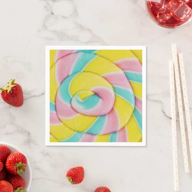 Pastel Rainbow Spiral Candy Foto Serviette (Beispiel)