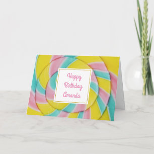 Pastel Rainbow Spiral Candy Geburtstag Karte