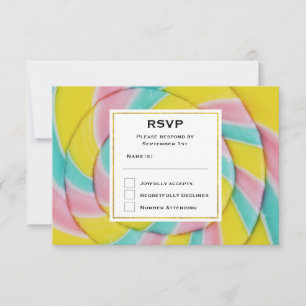Pastel Rainbow Spiral Candy RSVP Karte