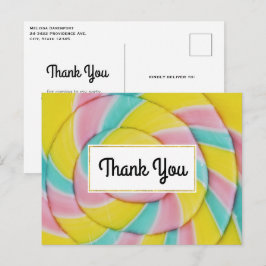 Pastel Rainbow Spiral Candy Vielen Dank Postkarte
