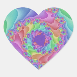 Pastel Rainbow Spiral Herz-Aufkleber
