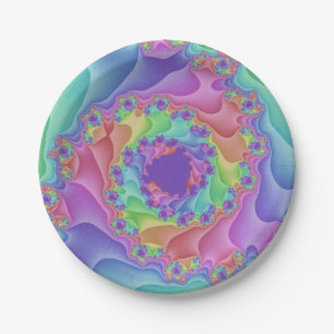 Pastel Rainbow Spiral Pappteller