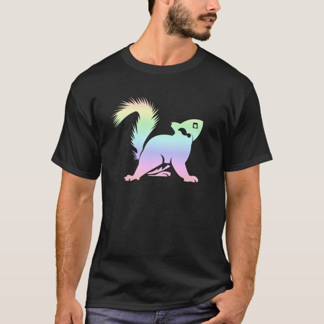 Pastel Rainbow Squirrel Silhouette Cute T-Shirt (Vorderseite)