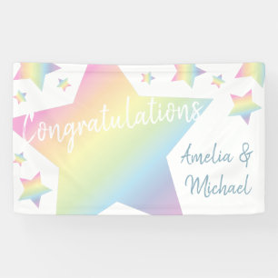 Pastel Rainbow Stars Kinderdusche einfach modern Banner