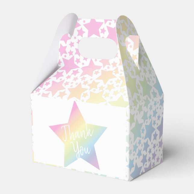 Pastel Rainbow Stars Kinderdusche einfach modern Geschenkschachtel (Vorderseite)