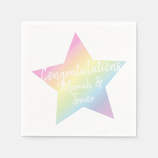 Pastel Rainbow Stars Kinderdusche einfach modern Serviette (Vorderseite)