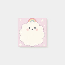 Pastel Rainbow Sticky Notes with Clouds Post It