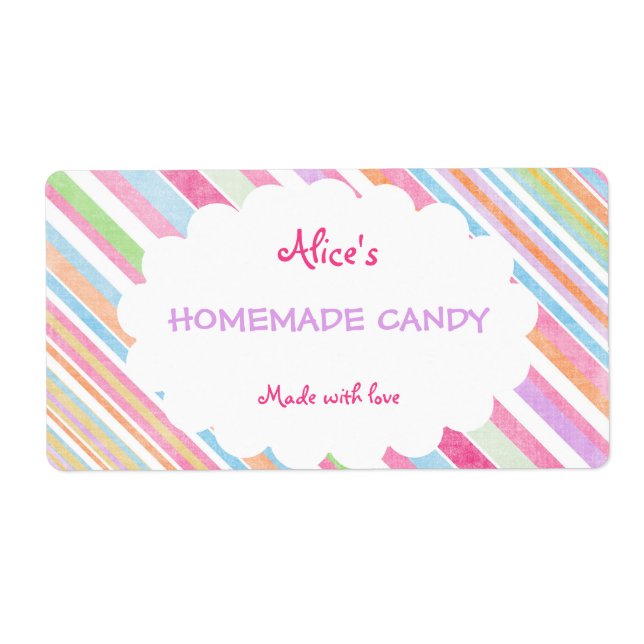 Pastel Rainbow Stripe Personalisierte hausgemachte (Vorne)