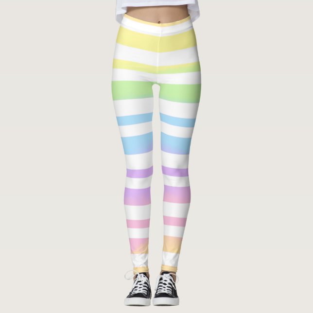 Pastel Rainbow Stripes Abstrakte Weichzeichnung Ar Leggings (Vorderseite)