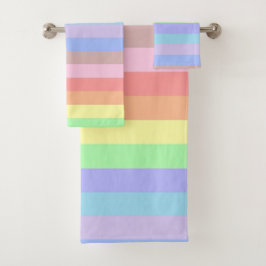 Pastel Rainbow Stripes Badhandtuch Set