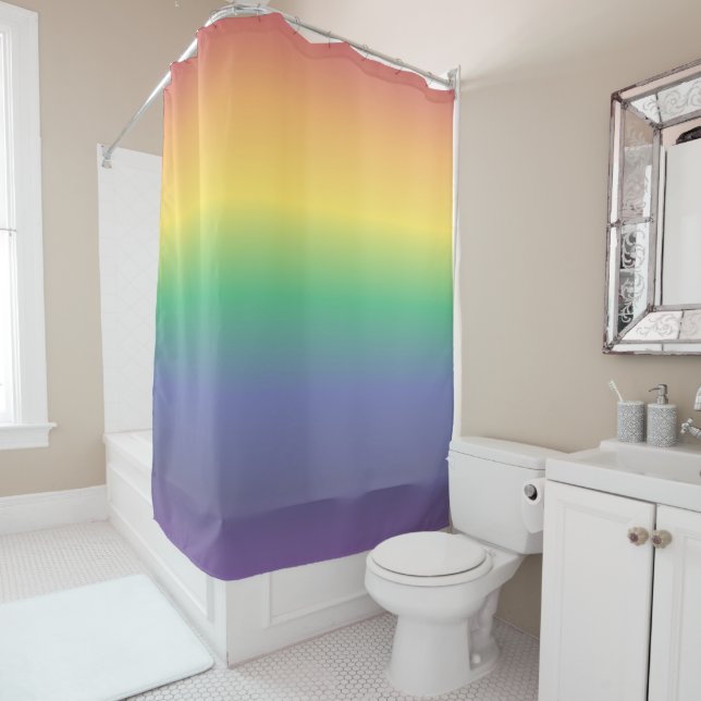 Pastel Rainbow Stripes Duschvorhang (Beispiel)