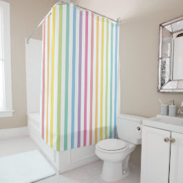 Pastel Rainbow Stripes Duschvorhang