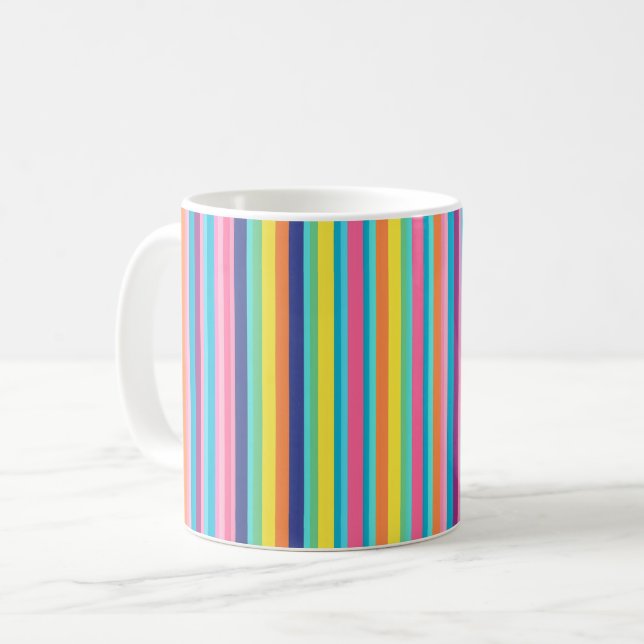 Pastel Rainbow Stripes Kaffeetasse (Vorderseite Links)