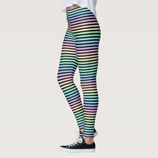 Pastel Rainbow Stripes Leggings (Links)