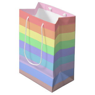 Pastel Rainbow Stripes Mittlere Geschenktüte
