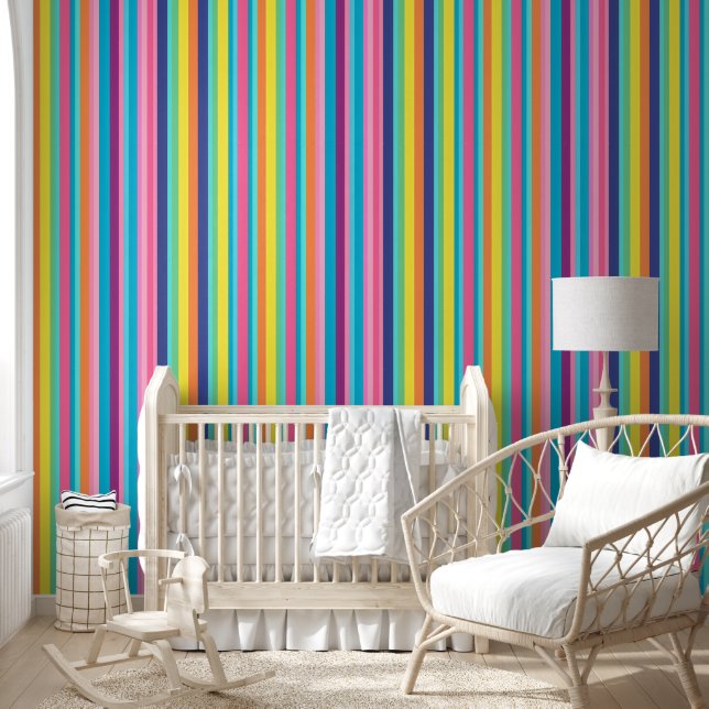 Pastel Rainbow Stripes Tapete (Kinder)