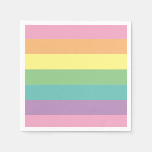 Pastel Rainbow Strippapier Napkin Serviette (Vorderseite)