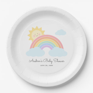 Pastel Rainbow Sunshine Baby Dusche oder Geburtsta Pappteller