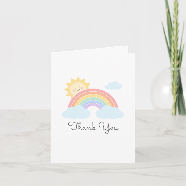 Pastel Rainbow Sunshine Dankeskarte (Vorderseite)
