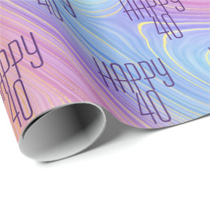 Pastel Rainbow Swirl 40th Birthday Wrapping Paper Geschenkpapier