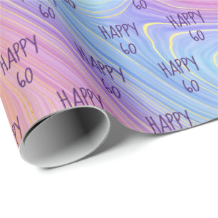 Pastel Rainbow Swirl 60th Birthday Wrapping Paper Geschenkpapier