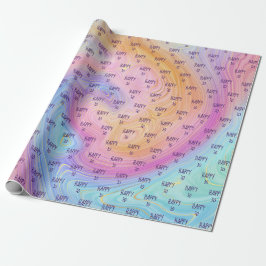 Pastel Rainbow Swirl 70th Birthday Wrapping Paper Geschenkpapier