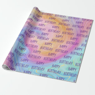 Pastel Rainbow Swirl Geburtstag Geschenkpapier