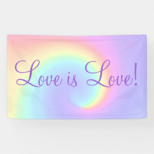 Pastel Rainbow Swirl Lesbian Wedding Banner