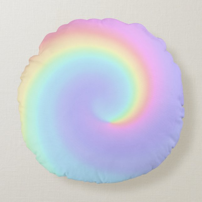 Pastel Rainbow Swirl Lesbian Wedding Rundes Kissen (Vorderseite)