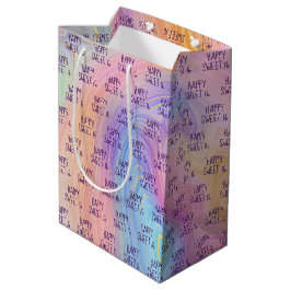 Pastel Rainbow Swirl Sweet 16 Mittlere Geschenktüte