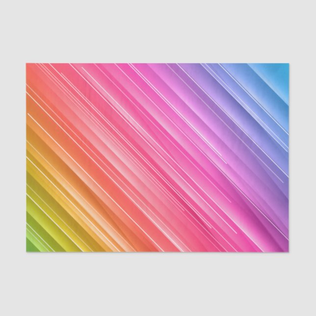 Pastel Rainbow Texturierte Linien Decoupage Seidenpapier (Vorderseite)