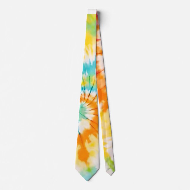 Pastel Rainbow Tie Dye Spiral Pattern Krawatte (Vorderseite)