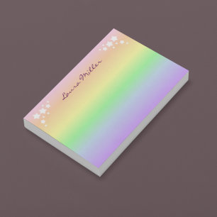 Pastel Rainbow und Stars Personalisiert Post-it Klebezettel