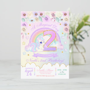 Pastel Rainbow Unicorn Einladung