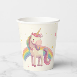Pastel Rainbow Unicorn Geburtstagsparty Pappbecher