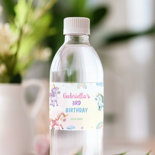 Pastel Rainbow Unicorn Geburtstagsparty Wasserflaschenetikett