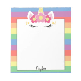 Pastel Rainbow Unicorn Individuelle Name Notizblock