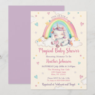 Pastel Rainbow Unicorn Kinderdusche Einladung