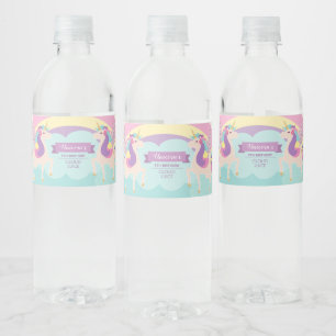 Pastel Rainbow Unicorn Magischer Geburtstag Niedli Wasserflaschenetikett