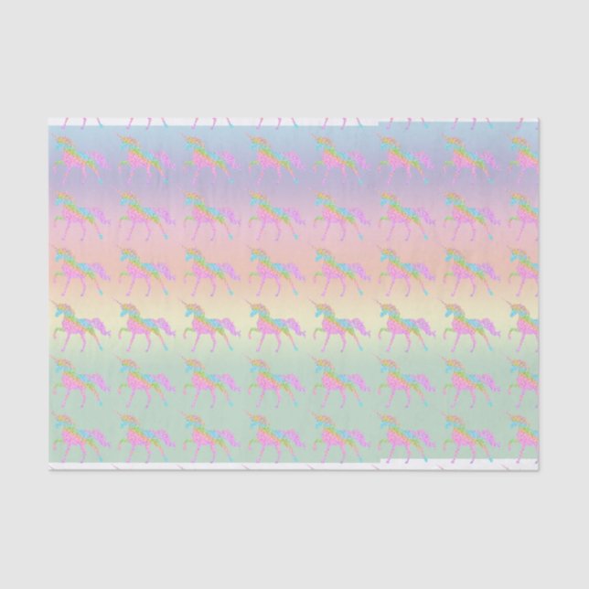 Pastel Rainbow Unicorn Tissue Paper Seidenpapier (Vorderseite)