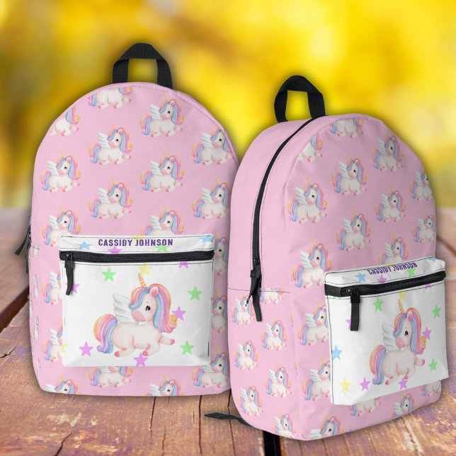 Pastel rainbow unicorname bedruckter rucksack (Von Creator hochgeladen)