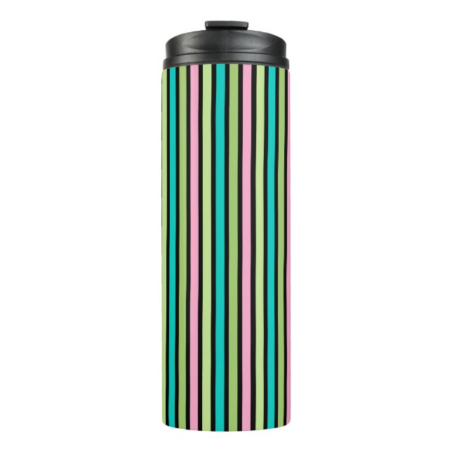 Pastel Rainbow Vertical Lines Geometric Pink Green Thermosbecher (Vorderseite)