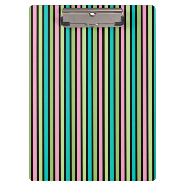 Pastel Rainbow Vertikale Lines Geometric Pink Gree Klemmbrett (Vorderseite)