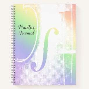 Pastel Rainbow Violin Lesson Practice Journal Notizbuch