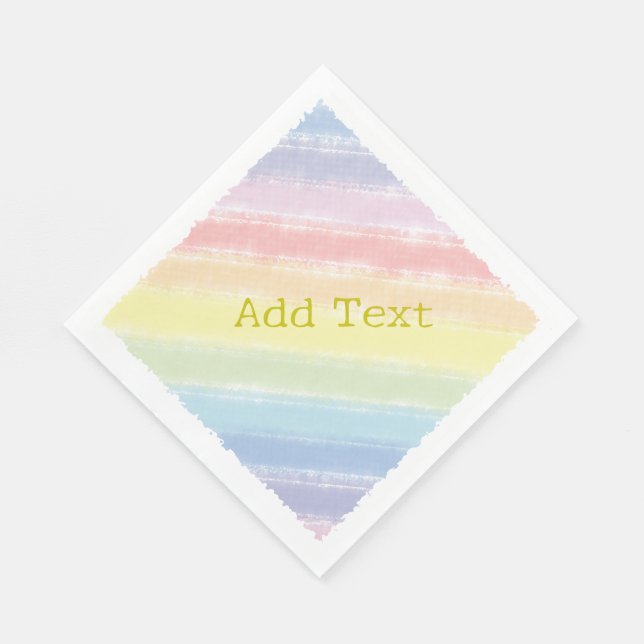Pastel Rainbow Wasserfarbe Custom Text Baby Dusche Serviette (Ecke)